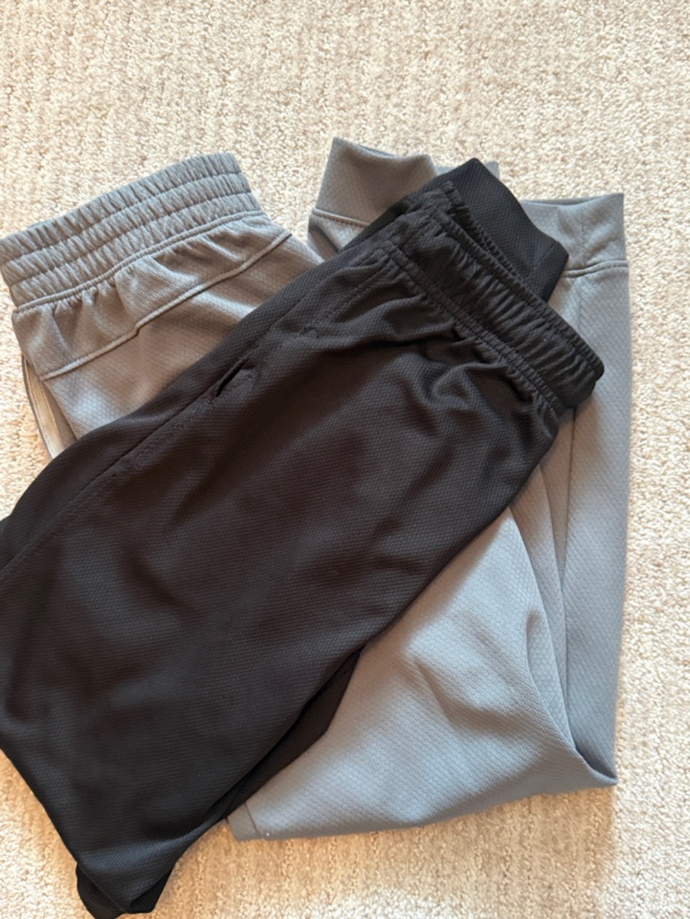 Two pairs- size large (10-12) Kids Black & Gray Cozy Active Joggers -